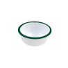 Enamel bol profond bords droits acier emaillÃ© blanche /bord vert  300ml - diam.115mm h50mm - 12 unitÃ©s