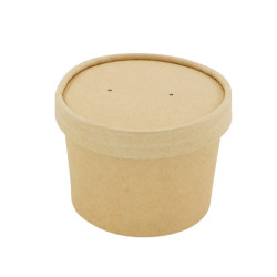 Pot carton brun chaud et froid avec couvercle carton 240 ml Diam: 9 cm 9 x 7,5 x 6,1 cm - 25 unités