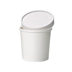 Pot carton blanc chaud et froid avec couvercle carton 470ml 9,7x7,5x10cm - 25 unités