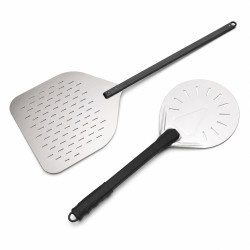 2 Pelles pizza perforées en aluminium pelle à enfourner et pelle à retourner 355x406mm - 1 unités