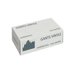 Gant vinyle micro-poudré taille L 4,7 gr - Conforme à la règlementation REACH 240x105mm - 100 unités
