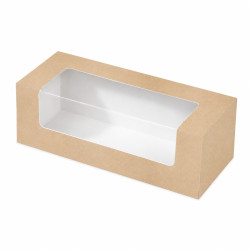 Boîte carton à fenêtre PET pour éclair ou macaron 150x60mm H50mm - 50 unités