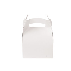 Boite pâtissière carton blanche avec anse  - 11 cm x 100 cm x 110 cm - 50 unités
