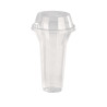 Pot/Coupe transparent plastique PET avec couvercle dôme et trou 450 ml Diam: 9,5 cm 9,5 x 5 x 12,7 cm - 25 unités