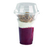 Pot/Coupe transparent plastique PET avec couvercle dôme et trou 450 ml Diam: 9,5 cm 9,5 x 5 x 12,7 cm - 25 unités