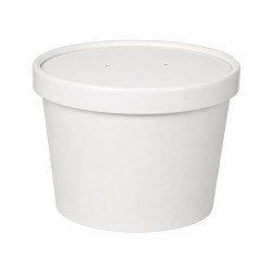 Pot carton blanc chaud et froid avec couvercle carton  - 230ml - 9 cm x 7,3 cm x 6 cm - 25 unités