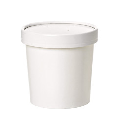 Pot carton blanc chaud et froid avec couvercle carton 960 ml Diam: 11,6 cm 11,6 x 9,3 x 14 cm - 25 unités