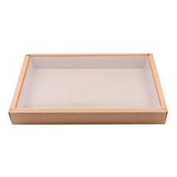 Combo boîte kraft sushi avec couvercle PET  310x215, H35 mm - 50 unités
