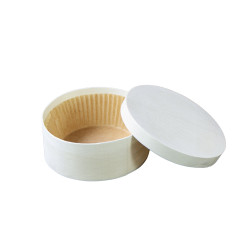 Boîte ronde en bois avec papier ingraissable pour cuisson au four  H50mm - 10 unités