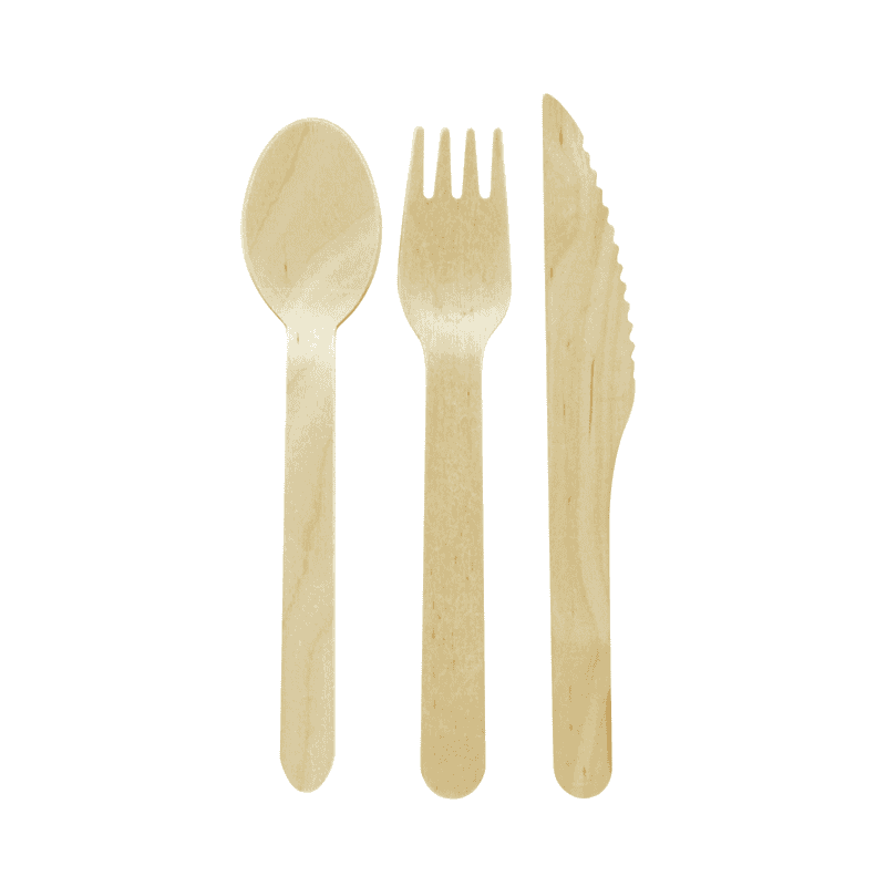 Set Couverts Bois Venis Fourchette, Couteau et Serviette (250 Utés)