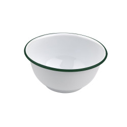 Enamel bol profond bords droits acier emaillé blanche /bord vert 1000ml - diam.160mm h80mm - 12 unités