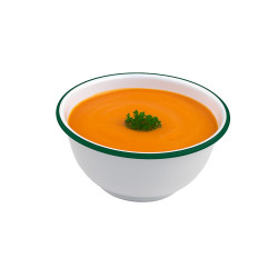 Enamel bol profond bords droits acier emaillé blanche /bord vert 1000ml - diam.160mm h80mm - 12 unités