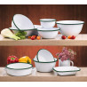 Enamel bol profond bords droits acier emaillé blanche /bord vert 1000ml - diam.160mm h80mm - 12 unités