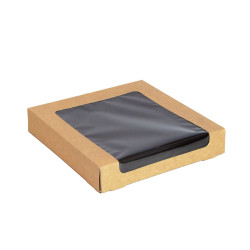 Boîte sushi avec fenêtre antibuée pour 30-38 pieces 220x220mm H40mm - 50 unités