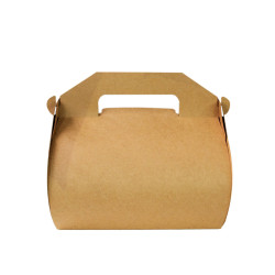 Boite pâtissière haute carton kraft avec poignée  - 18 cm x 16 cm x 7 cm - 50 unités