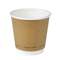 Gobelet en carton brun à double paroi sans matière plastique, Waterbased 300ml Ø90mm - 25 unités