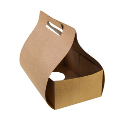 Porte gobelets kraft + porte paille - 2 compartiments 254x152mm H228mm - 50 unités