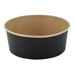 Saladier rond Buckaty en carton kraft noir 1300ml Ø185mm - 45 unités