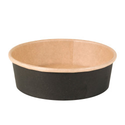 Saladier rond Buckaty en carton kraft noir 480ml Ø150mm - 45 unités