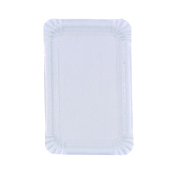 Assiette rectangulaire en carton recyclé blanc 13 x 20 cm - 100 unités