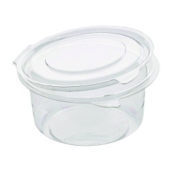 Pot Deli rond PET avec couvercle plat attaché 400 ml Diam: 11,5 cm 11,5 x 6 cm x 50 unités