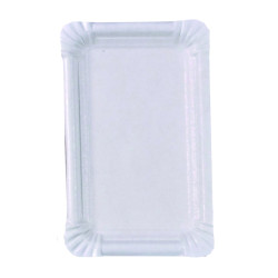 Assiette rectangulaire en carton recyclé blanc 17,5 x 11 cm - 250 unités