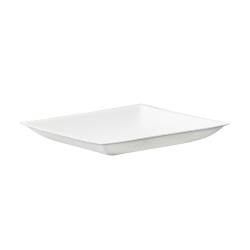 Assiette carrée blanche en pulpe "BioNChic"  - 9 cm x 9 cm - 100 unités