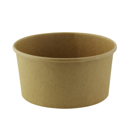 Saladier rond en carton kraft "Buckaty" 900 ml Diam: 15 cm 15 x 12,9 x 7,5 cm - 45 unités