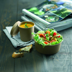 Saladier rond en carton kraft "Buckaty" 900 ml Diam: 15 cm 15 x 12,9 x 7,5 cm - 45 unités