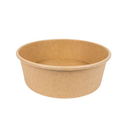 Saladier rond en carton kraft "Buckaty"  - 16,5 cm x 14,4 cm x 7,5 cm - 45 unités