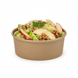 Saladier rond en carton kraft "Buckaty" 750 ml Diam: 14,2 cm 14,5x12,5x6,8 cm x 50 unités