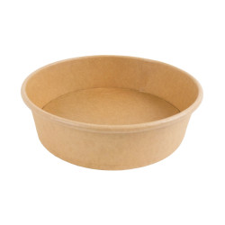 Saladier rond en carton kraft "Buckaty" 900 ml Diam: 18,5 cm 18,5 x 16 x 5,3 cm - 45 unités