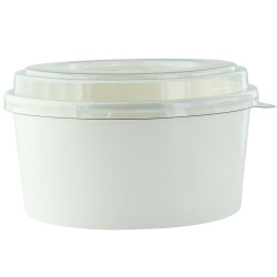 Saladier rond Blanc Buckaty et couvercle PET  1 140ml Ø187mm - 50 unités