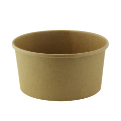 Saladier rond Buckaty en carton brun sans matière plastique, Waterbased 900ml Ø150mm H75 mm - 45 unités