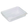 Barquette rectangulaire PLA plate transparente avec couvercle attaché 1000 ml 21,7 x 16,7 x 3,5 cm - 25 unités