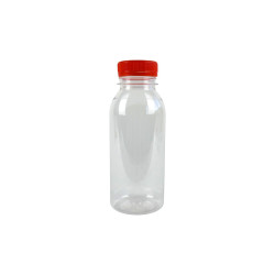Bouteille transparente PET avec bouchon orange 250ml 56x H150 mm - 270 unités