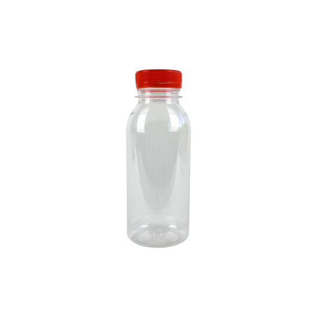 Bouteille transparente PET avec bouchon orange 250ml 56x H150 mm - 270 unités