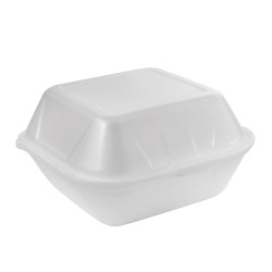 Coquille plastique PSE blanche double 13,5 x 12,5 x 7 cm - 50 unités