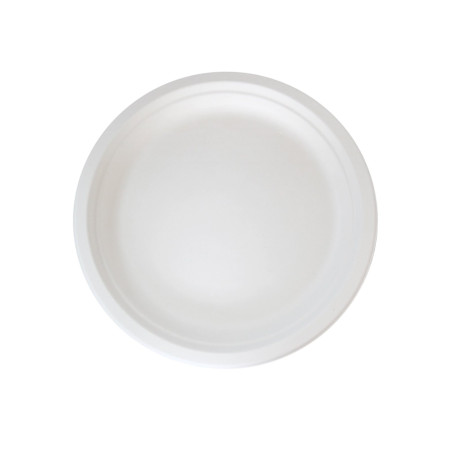 Assiette ronde blanche en pulpe  - 18 cm x 18 cm - 125 unités