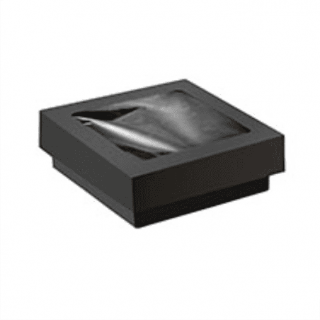 Boîte noire carrée 11,5 cm avec fenêtre Boîte noire carrée 11,5 cm avec fenêtre