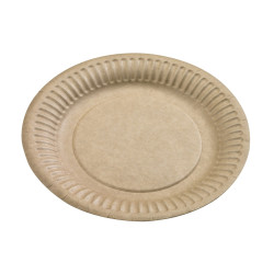 Assiette ronde en carton brun Diam: 15 cm 15 x 1,1 cm - 100 unités