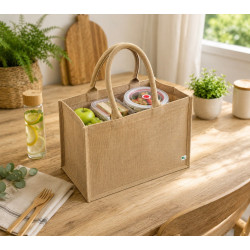 Sac cabas en jute brun 450x220mm H370mm - 5 unités
