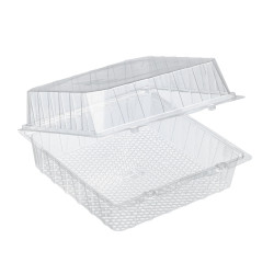 Boite blister plastique transparente avec couvercle charnière  220x220mm H100mm - 225 unités