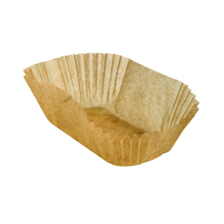 Caissette papier de cuisson ovale brune siliconée 17,5 x 13 x 3,8 cm - 100 unités