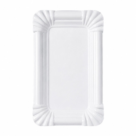Assiette rectangulaire carton blanche 16 x 10,5 cm x 100 unités