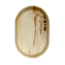 Plateau ovale en palmier 42 x 26 x 2,5 cm - 10 unités