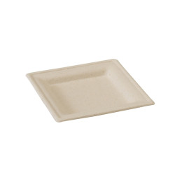 Assiette carrée brune en pulpe  L160x160 mm - 25 unités