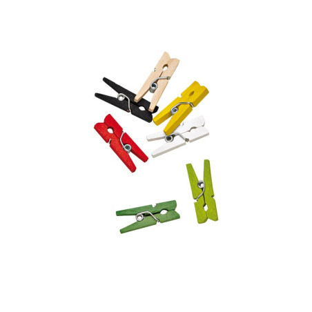 Mini pince à linge bois couleurs assorties 2,5 cm - 100 unités