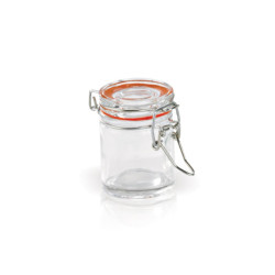 Mini bocal en verre avec joint silicone rouge 45 ml Diam: 4,5 cm 4,2 x 4,4 x 6 cm - 12 unités