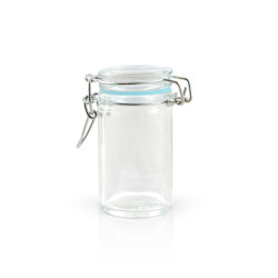 Mini bocal en verre avec joint silicone bleu clair 65 ml Diam: 4,5 cm 4,4 x 4,2 x 8,3 cm - 12 unités